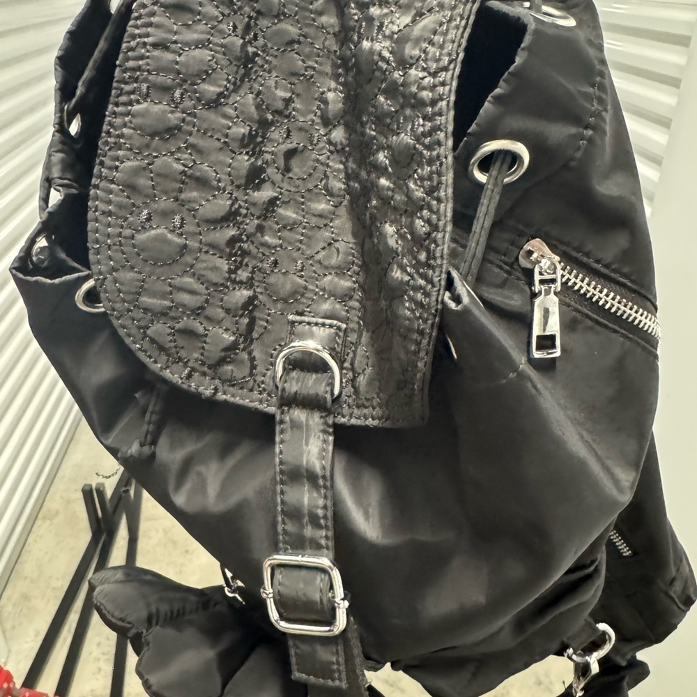 Black Quilted Flap Backpack